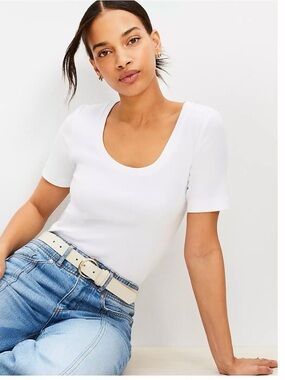 Loft Classic Scoop Neck Women’s Tee - White
